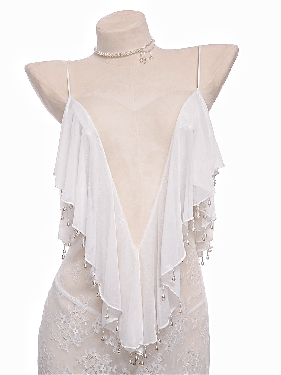 Pearl body chain, back